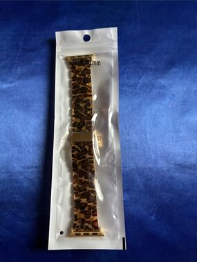 Private Label Leopard Print Watch Band in Brown and Black with Gold Hardware